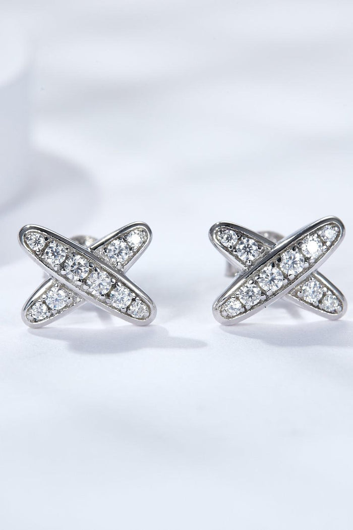 Hazel Blues® | 925 Sterling Silver X-Shape Moissanite Earrings - Hazel Blues®