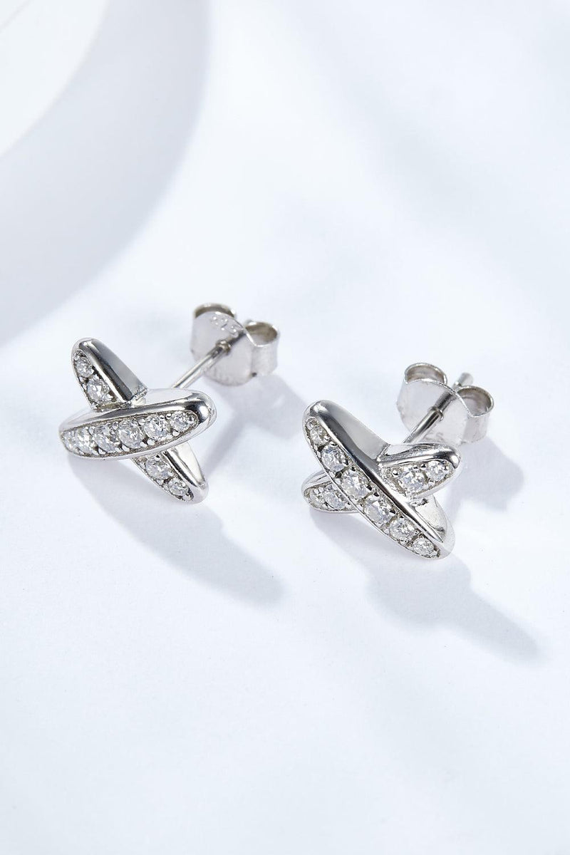 Hazel Blues® | 925 Sterling Silver X-Shape Moissanite Earrings - Hazel Blues®