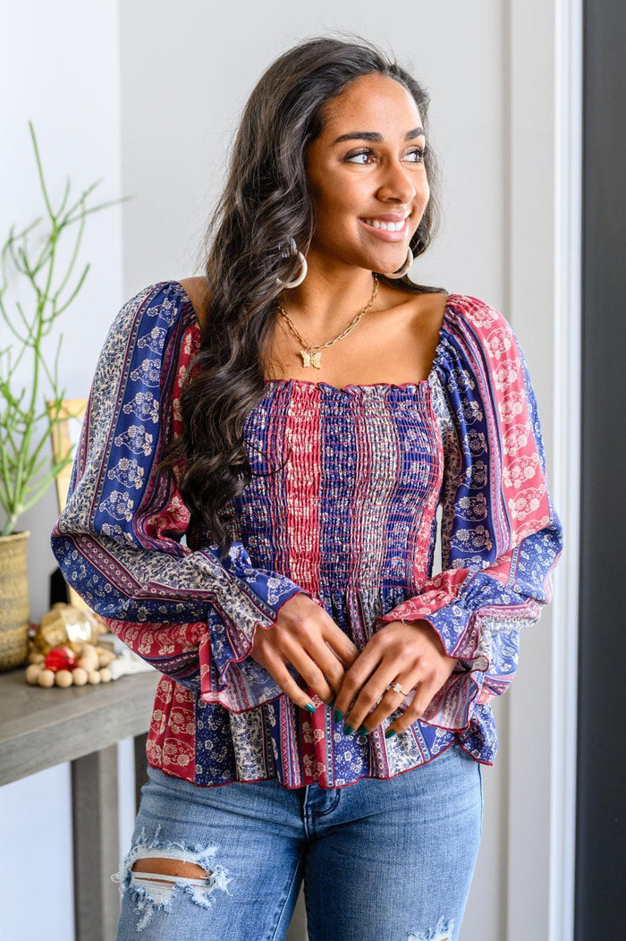 Hazel Blues® | Afternoon Tea Smocked Long Sleeve Blouse - Hazel Blues®