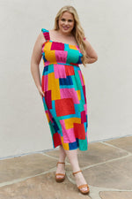 Hazel Blues® | Multicolored Square Print Summer Dress - Hazel Blues®