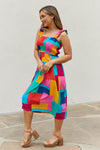 Hazel Blues® | Multicolored Square Print Summer Dress - Hazel Blues®