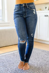 Hazel Blues® | Annalise Slanted Raw Hem Skinny Jeans - Hazel Blues®