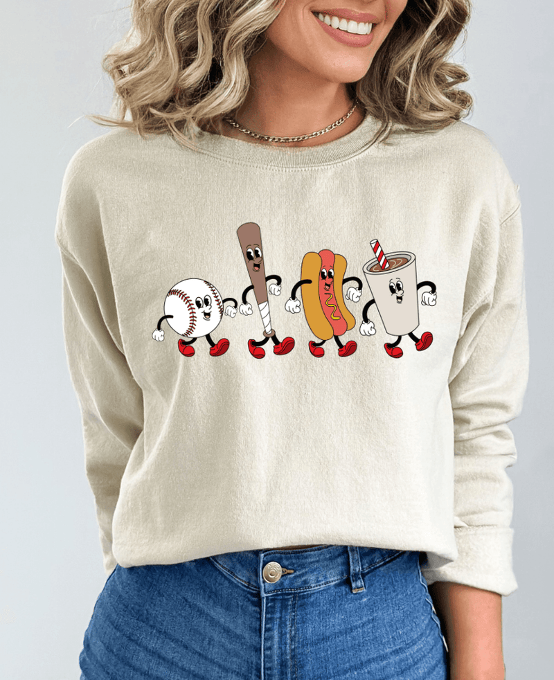 Hazel Blues® | Baseball Cartoon Graphic Sweatshirt - Hazel Blues®