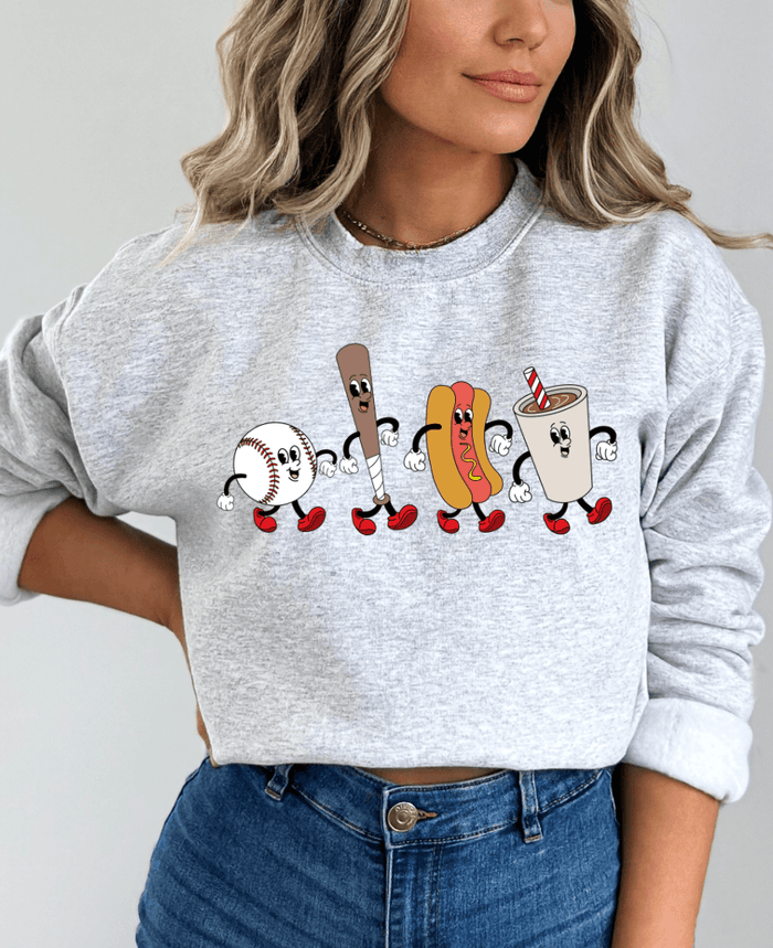 Hazel Blues® | Baseball Cartoon Graphic Sweatshirt - Hazel Blues®