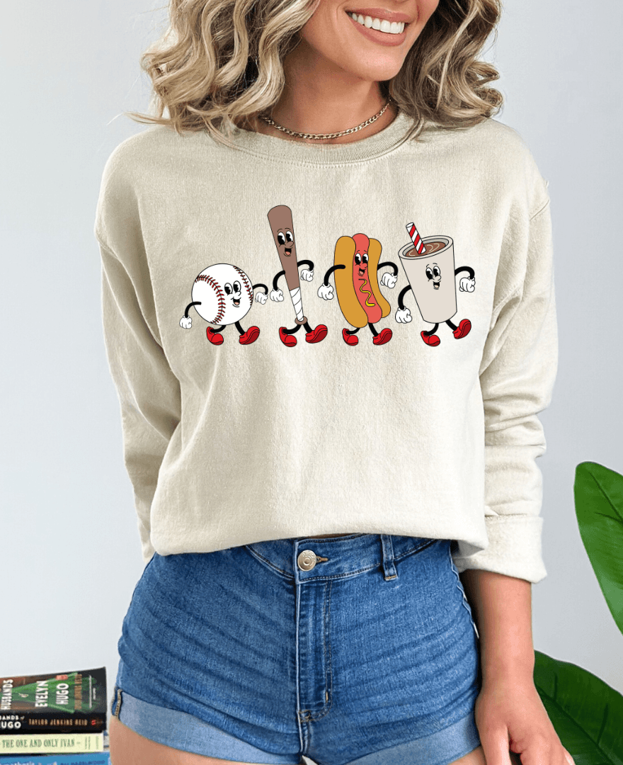 Hazel Blues® | Baseball Cartoon Graphic Sweatshirt - Hazel Blues®