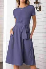 Hazel Blues® | Belted Tee Dress With Pockets - Hazel Blues®