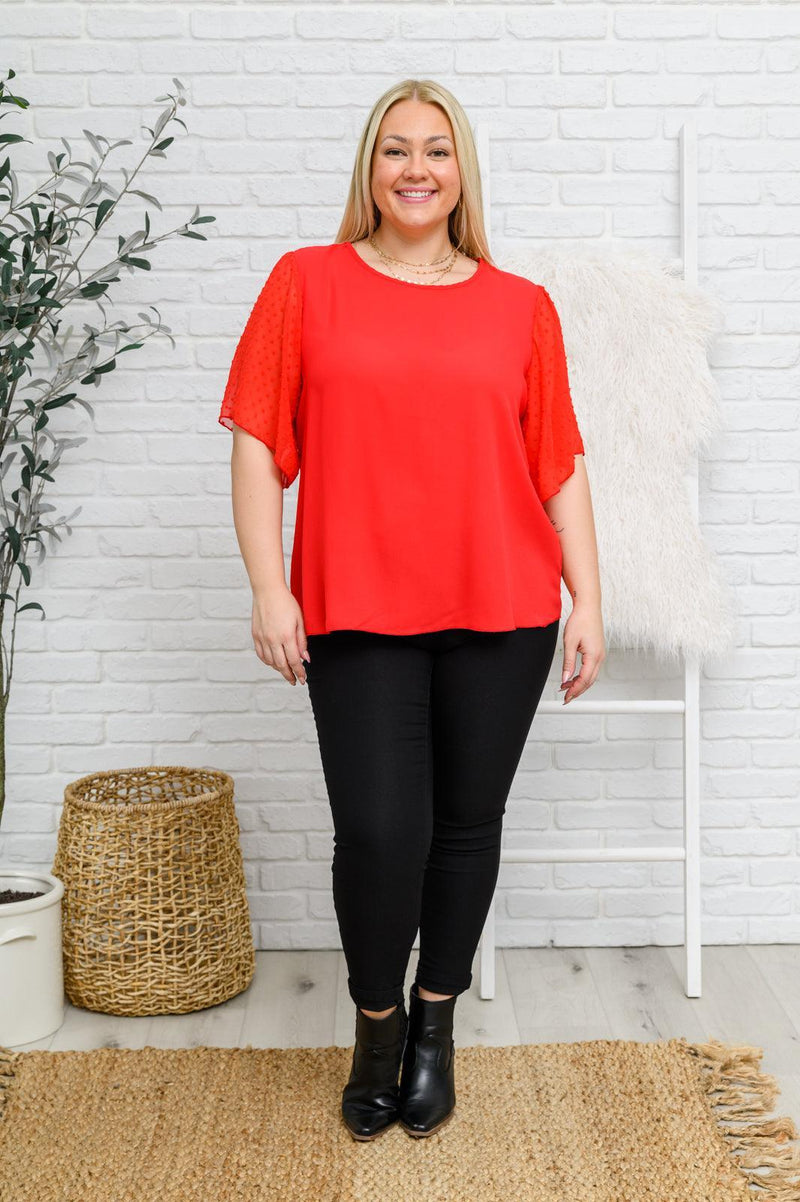 Hazel Blues® | Best Of My Love Short Sleeve Blouse In Red - Hazel Blues®