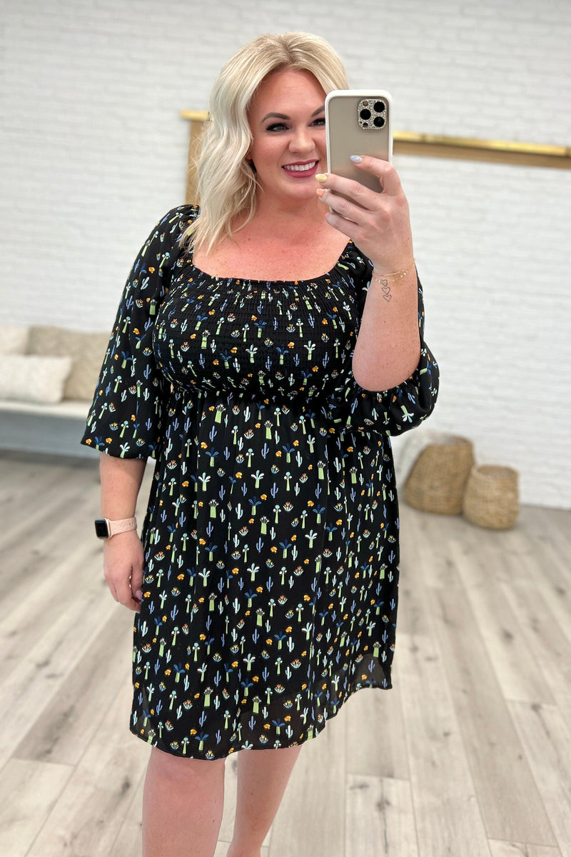 Hazel Blues® | Black Floral Square Neck Dress - Hazel Blues®