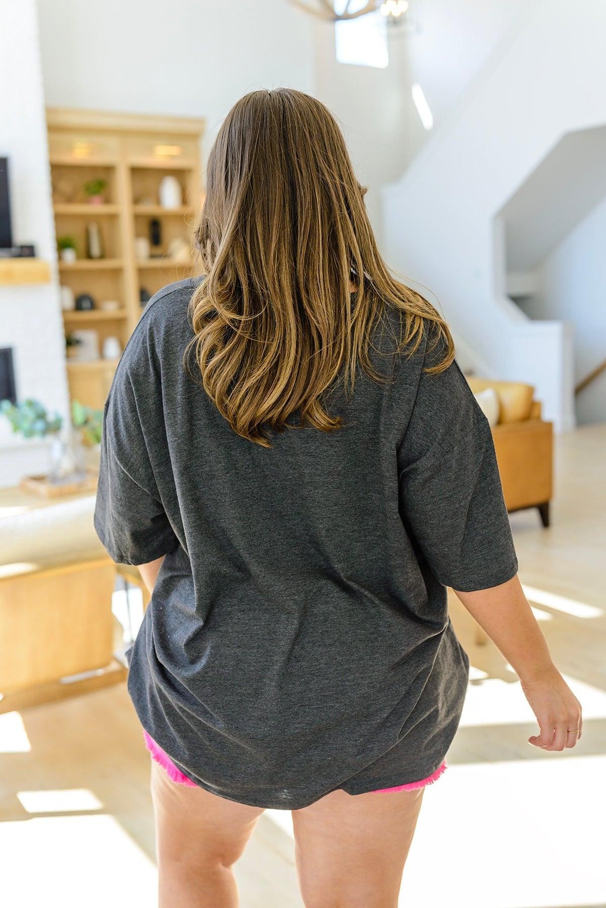 Hazel Blues® | Boxy V Neck Boyfriend Tee In Charcoal - Hazel Blues®