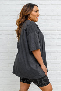 Hazel Blues® | Boxy V Neck Boyfriend Tee In Charcoal - Hazel Blues®