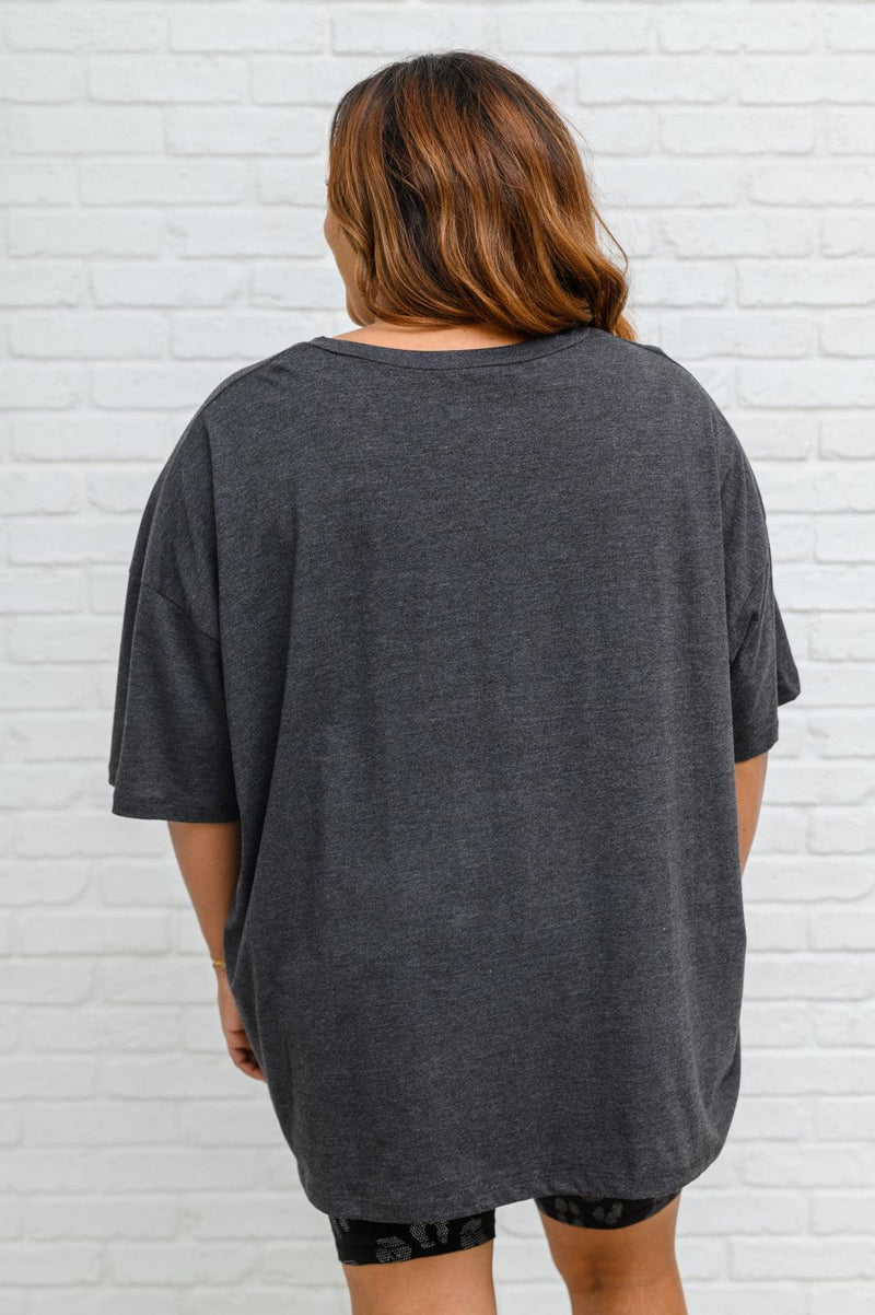 Hazel Blues® | Boxy V Neck Boyfriend Tee In Charcoal - Hazel Blues®