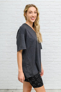 Hazel Blues® | Boxy V Neck Boyfriend Tee In Charcoal - Hazel Blues®