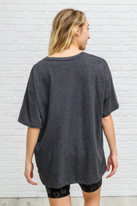 Hazel Blues® | Boxy V Neck Boyfriend Tee In Charcoal - Hazel Blues®