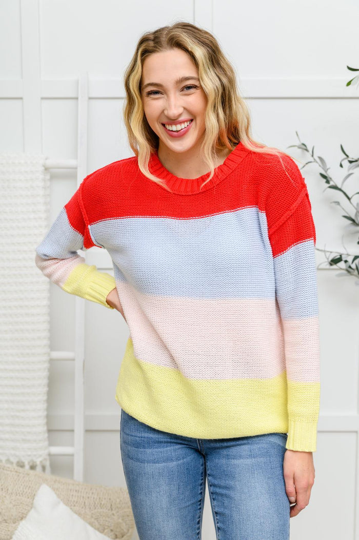 Hazel Blues® | Bright Striped Knit Sweater - Hazel Blues®