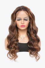 Hazel Blues® | Brown with Caramel Highlights Lace Front Wave Wigs Human Virgin Hair 18" - Hazel Blues®