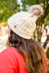 Hazel Blues® | Cable Knit Cuffed Beanie In Ivory - Hazel Blues®