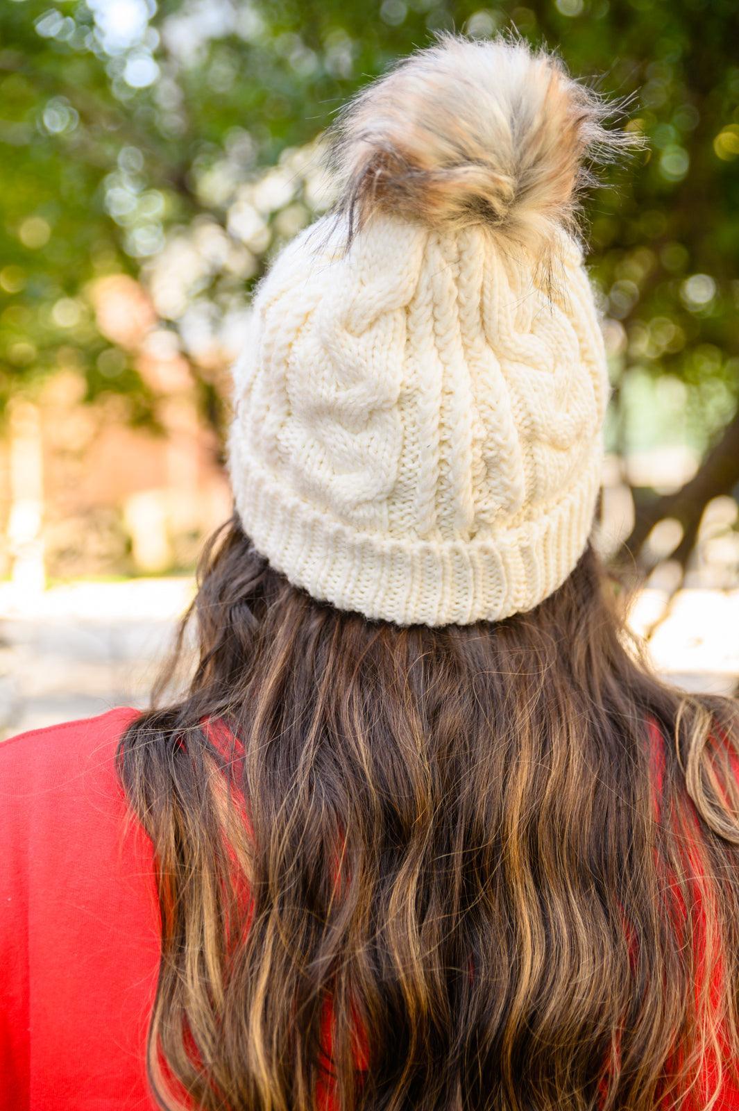 Hazel Blues® | Cable Knit Cuffed Beanie In Ivory - Hazel Blues®