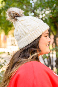 Hazel Blues® | Cable Knit Cuffed Beanie In Ivory - Hazel Blues®