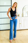 Hazel Blues® | Caitlin High Rise Split Hem Straight Jeans - Hazel Blues®