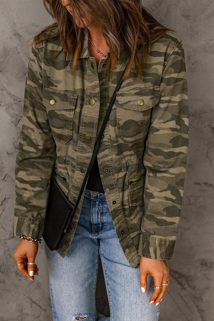 Hazel Blues® | Camouflage Snap Down Jacket - Hazel Blues®