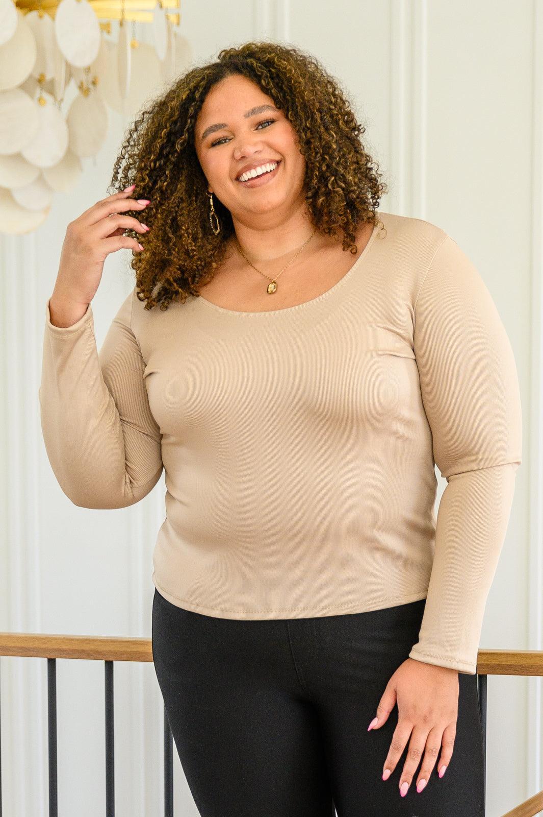 Hazel Blues® | Can You Believe It Basic Long Sleeve Top In Sand - Hazel Blues®