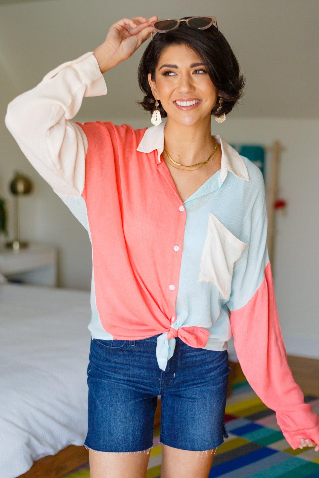 Hazel Blues® | Capture The Day Two Toned Button Up - Hazel Blues®