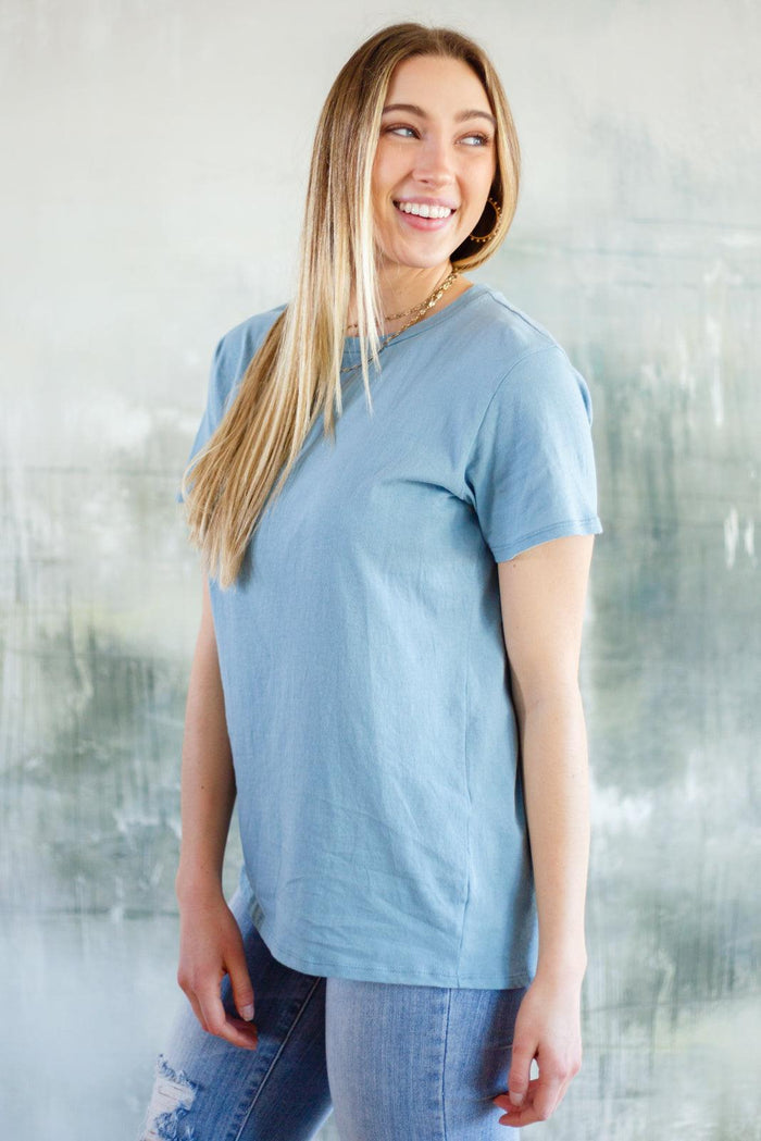 Hazel Blues® | Cardinal Short Sleeve Tee in Blue Grey - Hazel Blues®