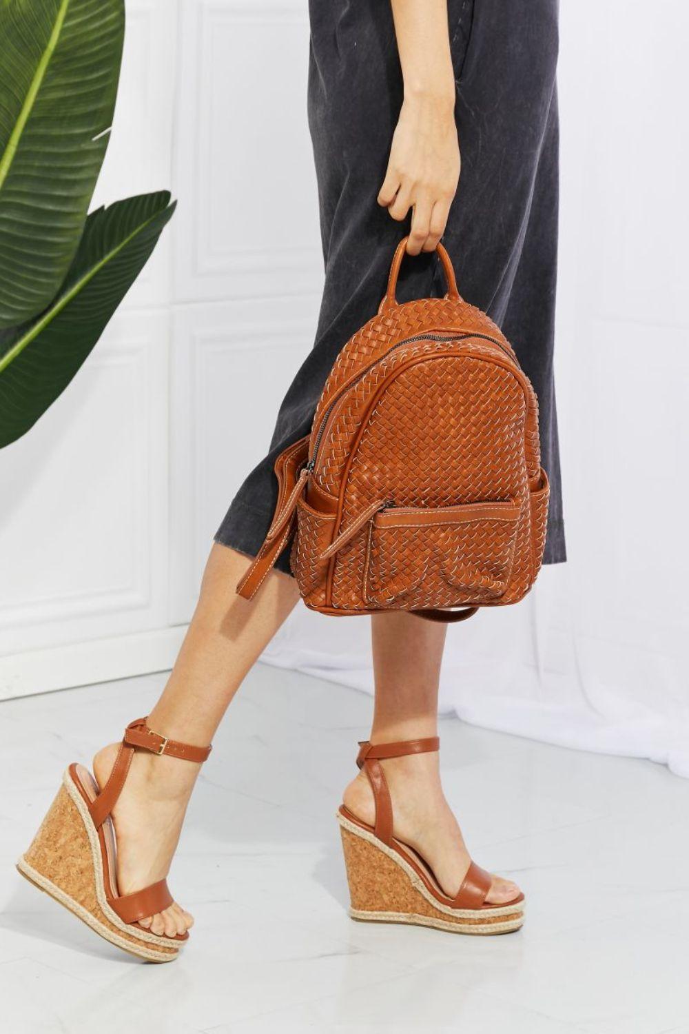 Hazel Blues® | Certainly Chic Faux Leather Woven Backpack - Hazel Blues®