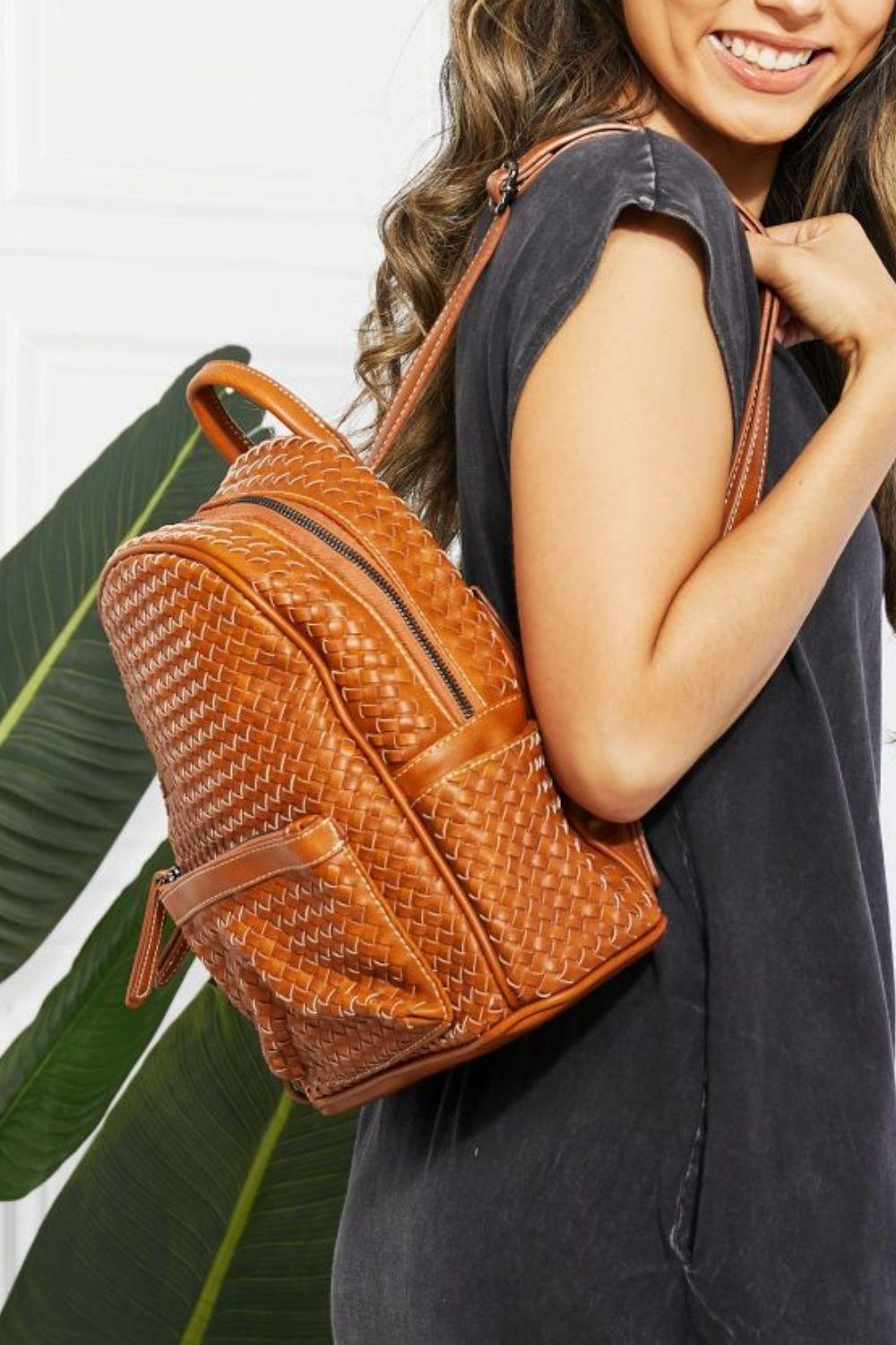 Hazel Blues® | Certainly Chic Faux Leather Woven Backpack - Hazel Blues®