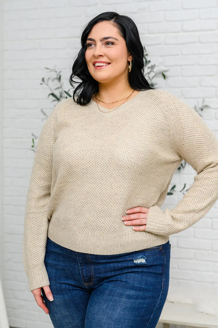 Hazel Blues® | Chai Latte V-Neck Sweater in Oatmeal - Hazel Blues®