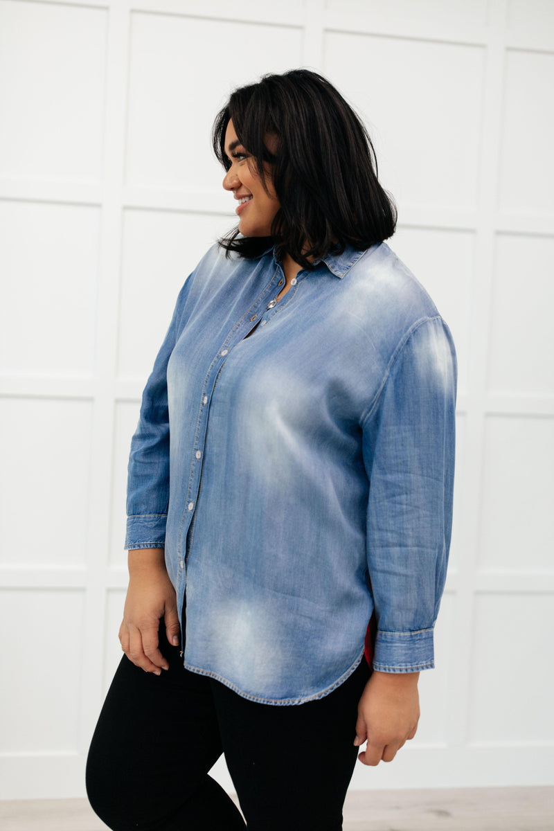 Hazel Blues® | Checkered Denim Patch Shirt - Hazel Blues®