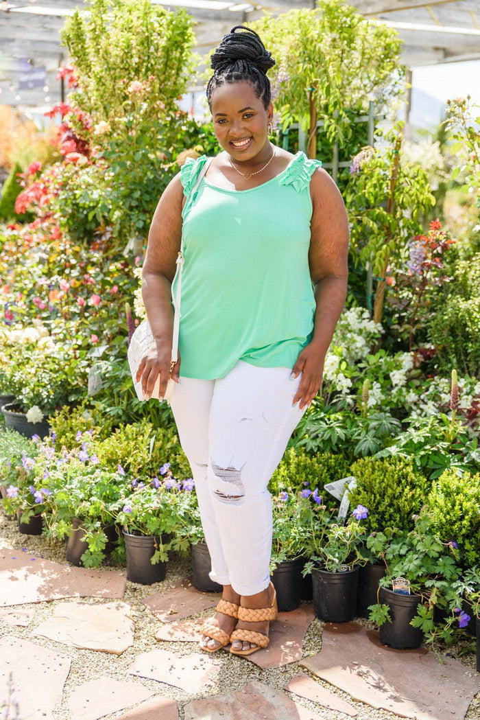 Hazel Blues® | Cherry Girl Tank in Green - Hazel Blues®