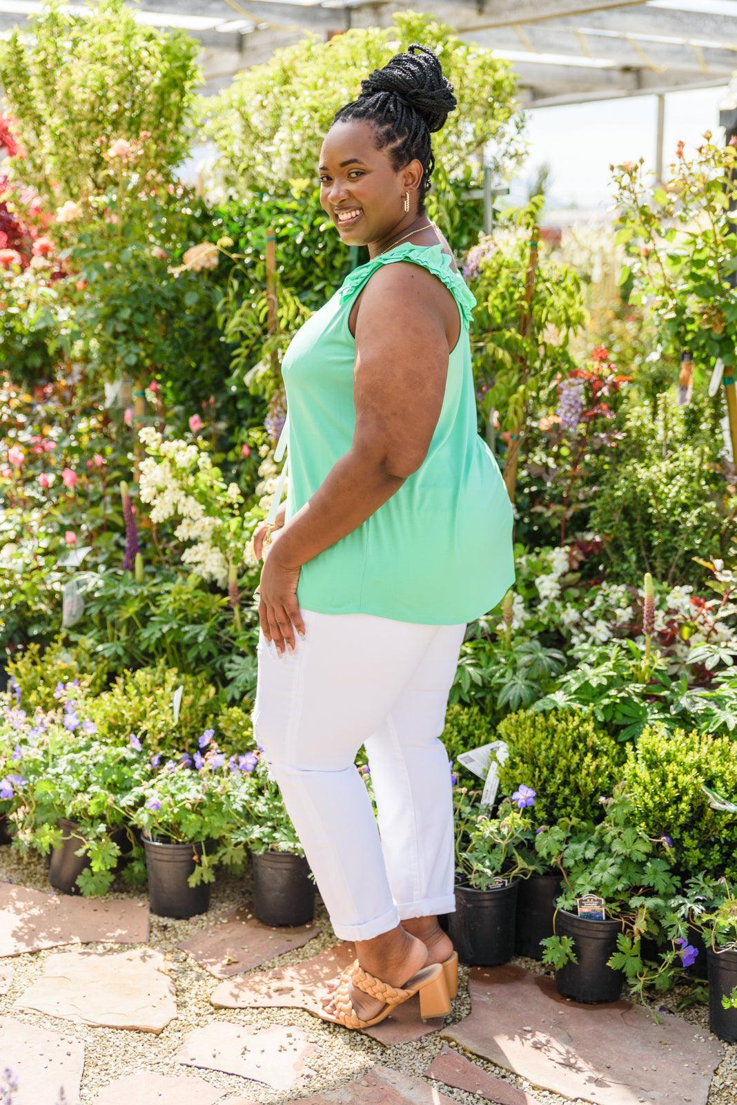 Hazel Blues® | Cherry Girl Tank in Green - Hazel Blues®