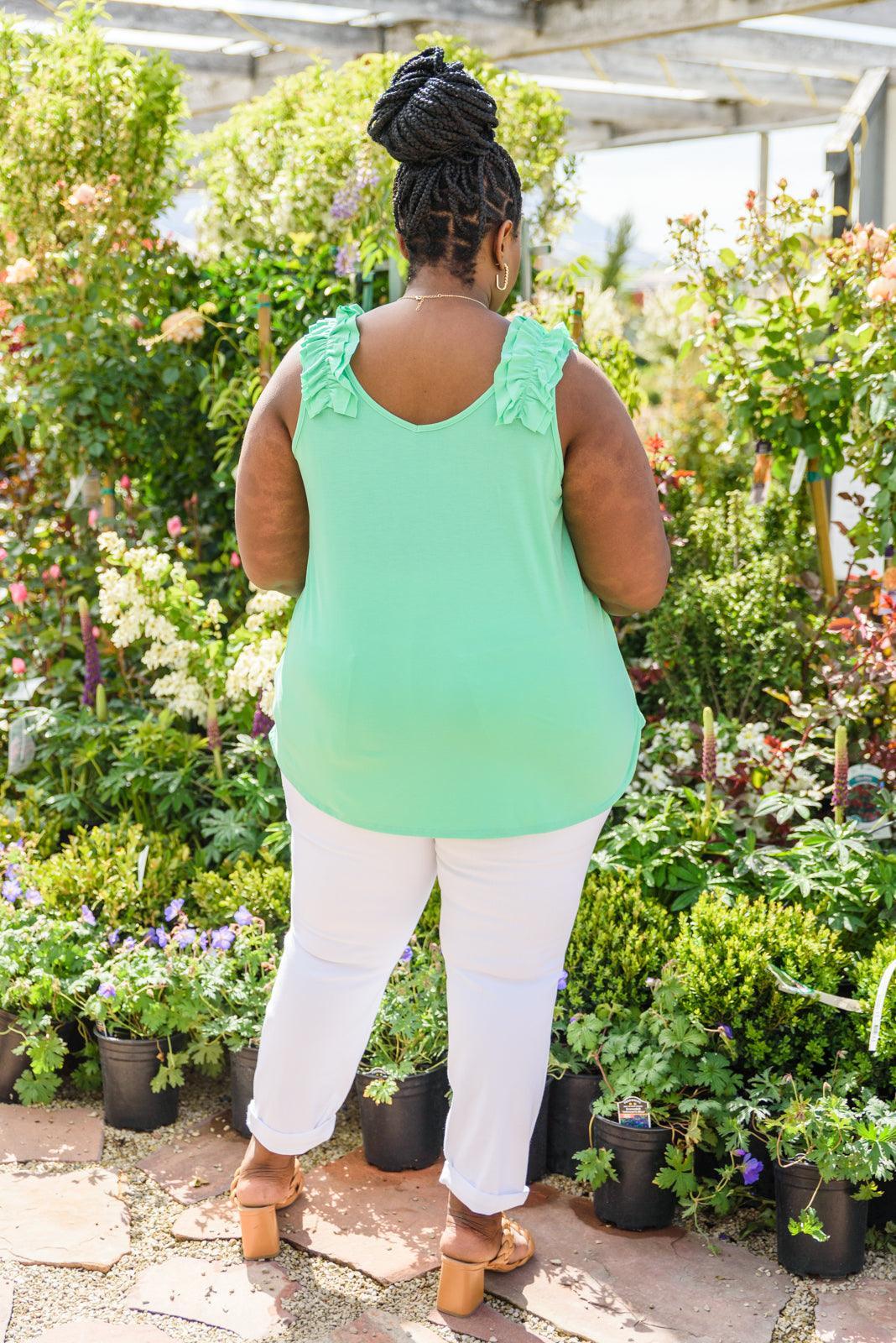 Hazel Blues® | Cherry Girl Tank in Green - Hazel Blues®