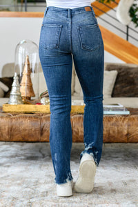 Hazel Blues® | Christine High Contrast Slim Bootcut Destroyed Jeans - Hazel Blues®