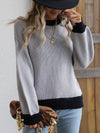 Hazel Blues® | Contrast Trim Drop Shoulder Pullover Sweater - Hazel Blues®