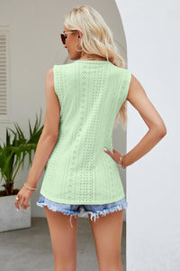 Hazel Blues® | Contrast V-Neck Eyelet Tank - Hazel Blues®