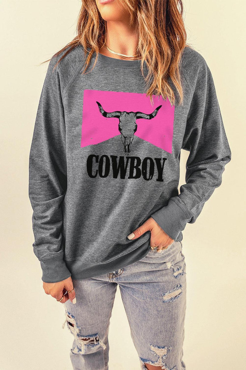 Hazel Blues® | COWBOY Bull Graphic Sweatshirt - Hazel Blues®