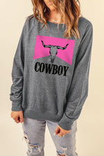 Hazel Blues® | COWBOY Bull Graphic Sweatshirt - Hazel Blues®