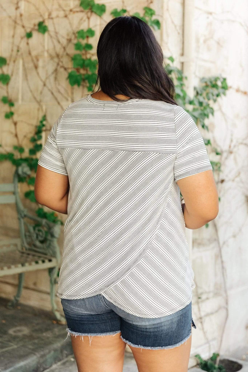 Hazel Blues® | Cozy In Stripes Top in Gray - Hazel Blues®