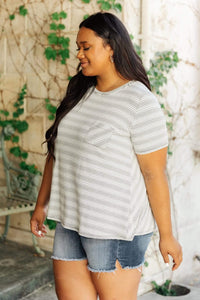 Hazel Blues® | Cozy In Stripes Top in Gray - Hazel Blues®