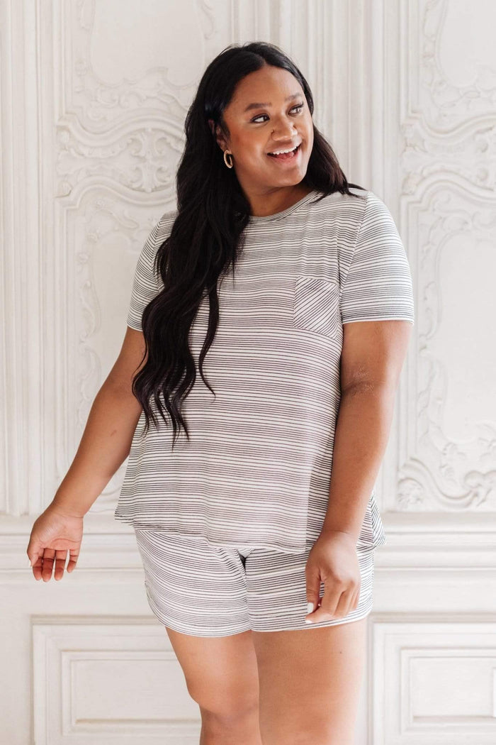 Hazel Blues® | Cozy In Stripes Top in Gray - Hazel Blues®