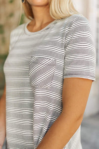 Hazel Blues® | Cozy In Stripes Top in Gray - Hazel Blues®