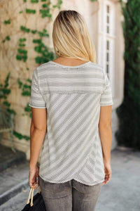 Hazel Blues® | Cozy In Stripes Top in Gray - Hazel Blues®