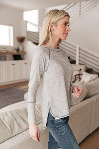 Hazel Blues® | Cream Comfort Top In Heather Gray - Hazel Blues®