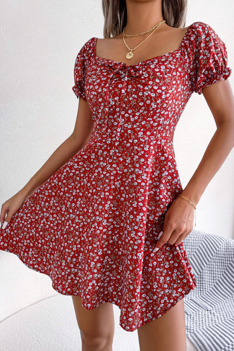 ditsy floral dress Wholesale MOQ6 Ditsy Floral Drawstring A-Line Dress