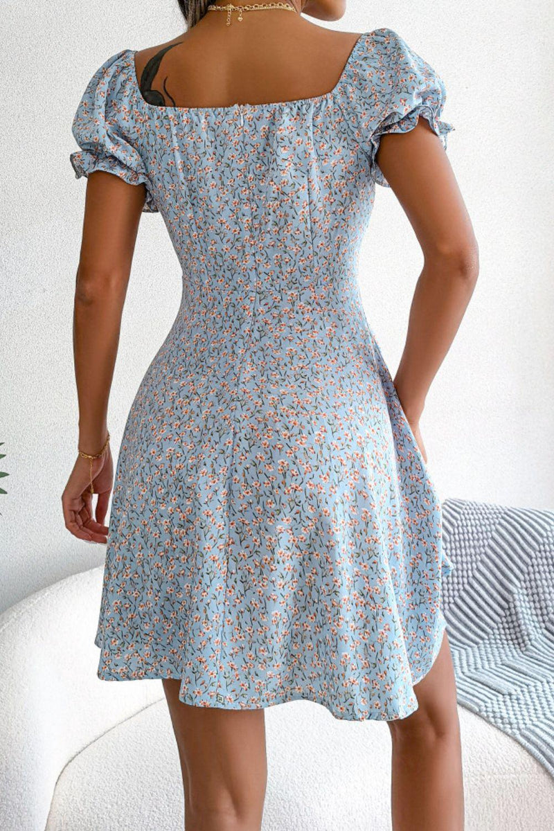 Hazel Blues | Ditsy Floral Drawstring A-Line Dress Hazel Blues | Ditsy Floral Drawstring A-Line Dress