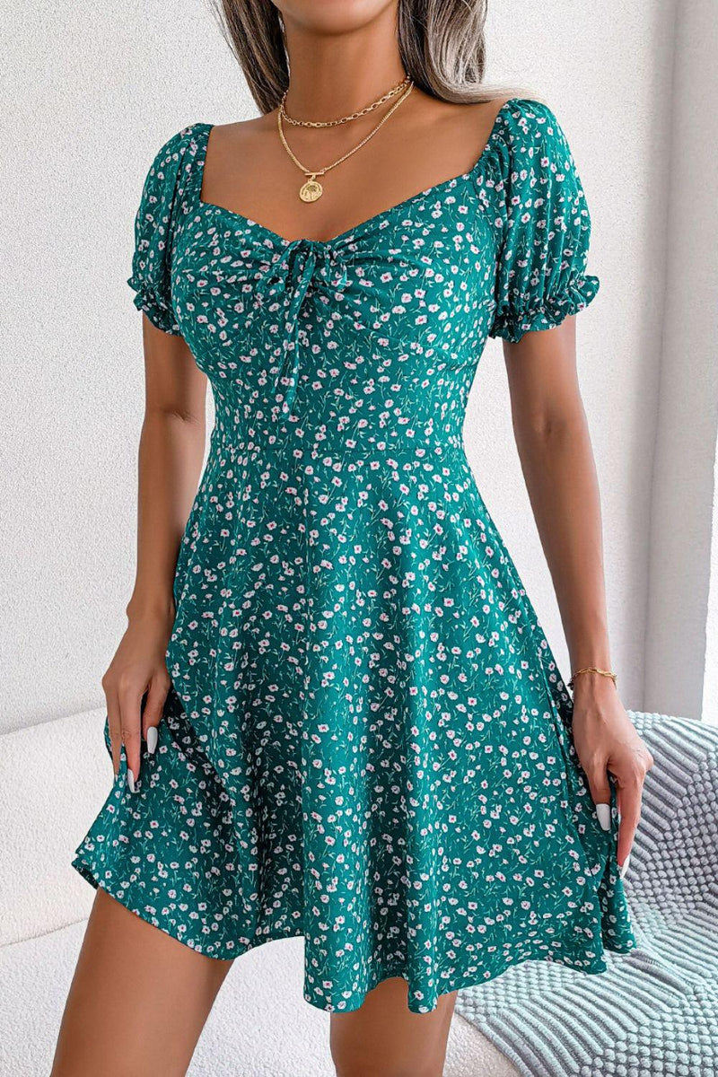 Hazel Blues | Ditsy Floral Drawstring A-Line Dress Hazel Blues | Ditsy Floral Drawstring A-Line Dress