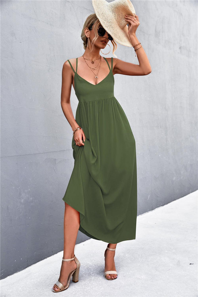 Hazel Blues | Double Strap Tie Back Dress Black / XL Hazel Blues | Double Strap Tie Back Dress Black / XL