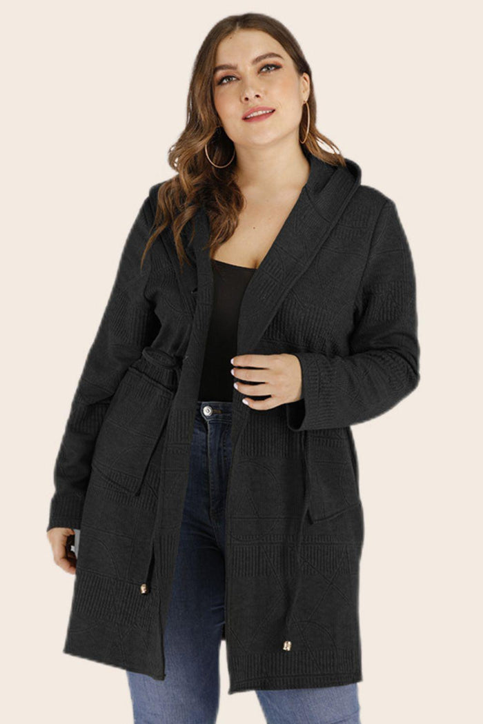 Hazel Blues® | Drawstring Waist Hooded Cardigan with Pockets - Hazel Blues®